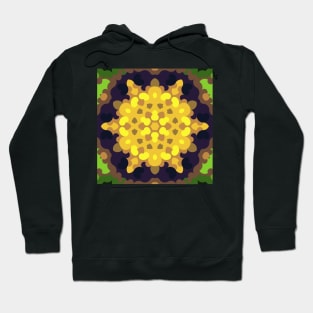 Retro Mandala Flower Yellow Purple and Green Hoodie